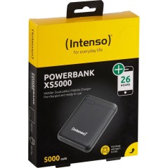Intenso Powerbank XS5000 - 5000mAh Powerbank med 1xUSB-A & 1xUSB-C - Sort | Perfekt til Rejser & Daglig Brug!